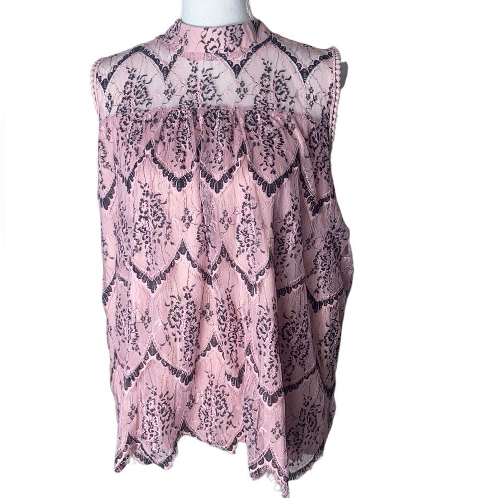 Shannon Ford New York Womens 2XL Rose Black Lace High Neck Blouse